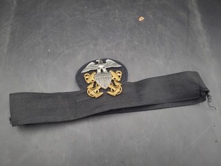 Vintage USN US Navy Officer Hat Cap Badge Bullion Hat Band from 1960 70s. MG