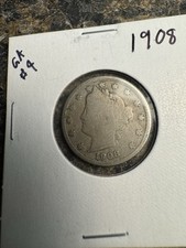 1908 Liberty Nickel 5C With Cents Circulated Uncertified United States Coin