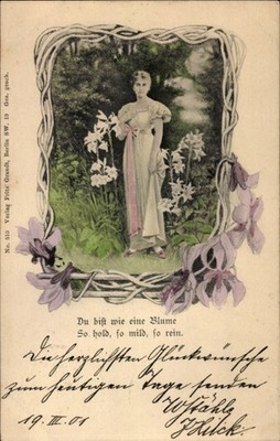 Passepartout Litho Frau-Porträt, Du bist wie eine Blume, so hold,... - 4326656