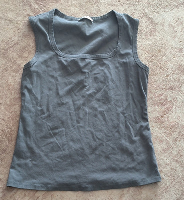Women's Gray Solid Scoop Neck Sleeveless Pullover Tank Top Size L