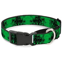 Plastic Martingale Collar Palm Trees/Rings Greens/Blacks Wide-Large (Us Import)