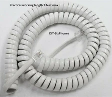 Bright White 12Ft Generic Handset Cord for Landline Phone Universal Fit Curly
