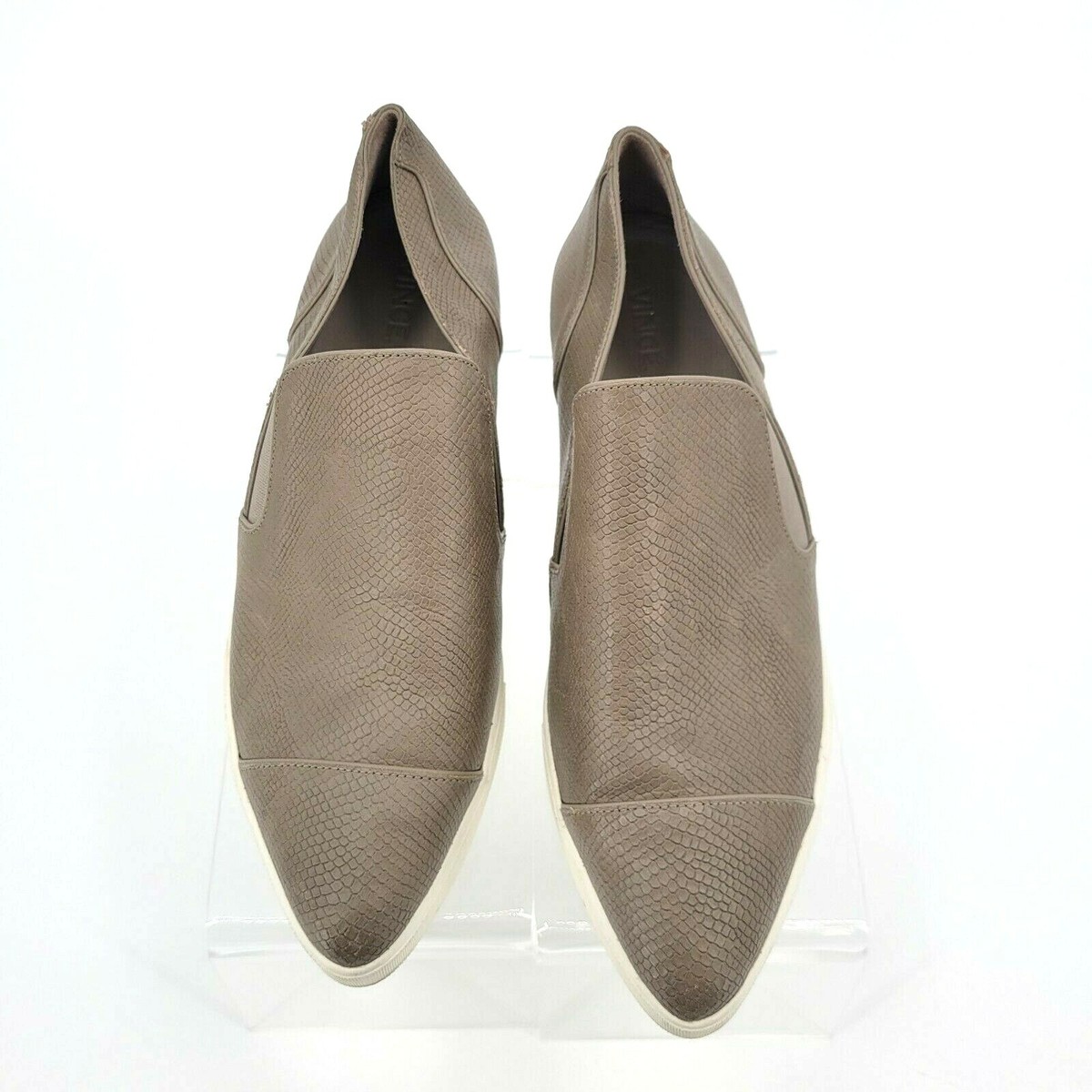 Vince Paeyre Shoes Pointy Toe Slip-on Gray leather Sz Cap toe Textured