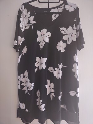 Simply Vera Vera Wang Womens Floral Tunic Blouse Top Scoop