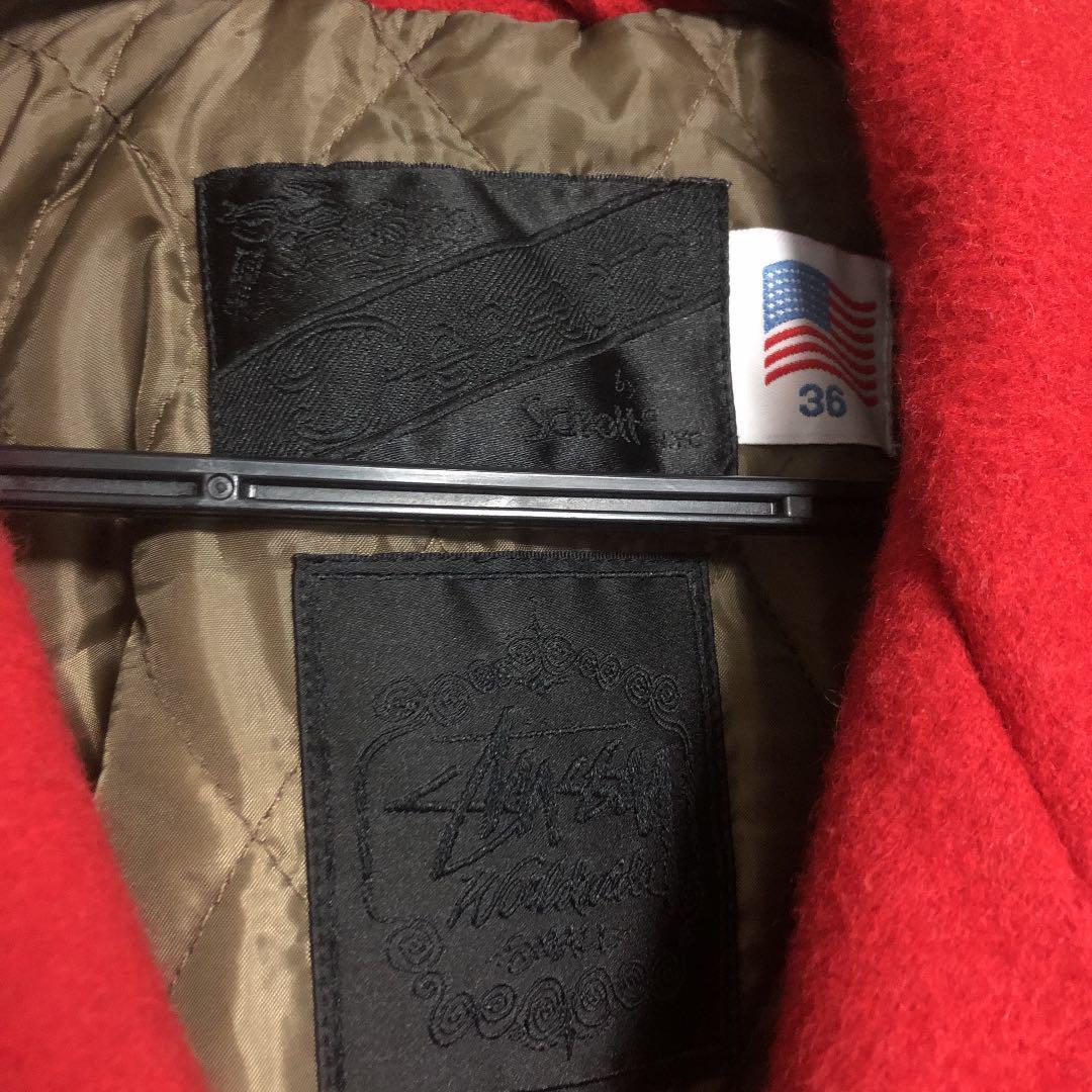 STUSSY Schott Jacket Wool Melton Riders Outer Size 36 Red Men's