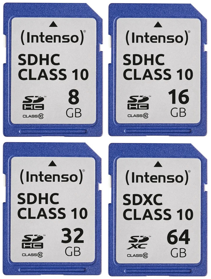 SD, SDHC, SDXC Speicherkarte Intenso Class10 - 8GB 16GB 32GB 64GB