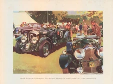 Vintage Frank Wooton Art Print 1929 1926 Le Mans Bentley Cars Automobile NOS