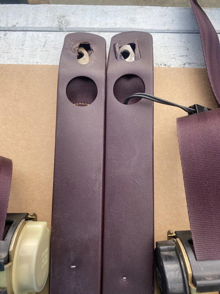 1978-1988 Oldsmobile Monte Carlo Regal Front Bucket Seat Belts Burgundy OEM - Image 3 of 4