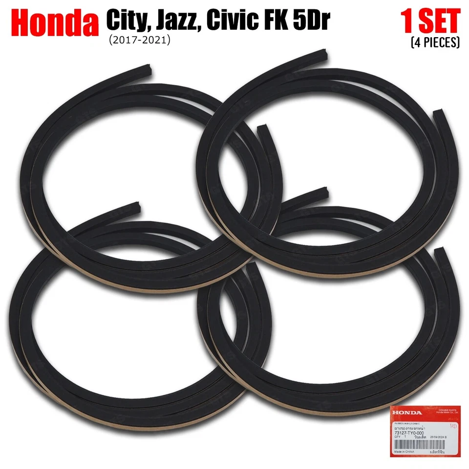 For Honda City Jazz Civic FK 2017 - '21 Set Front Rubber Windshield Dam - Image 2 of 4