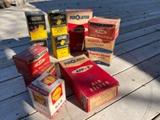 Vintage Lot of (12) NOS Oil & Air Filters Hastings Purolator Shell Can Tin