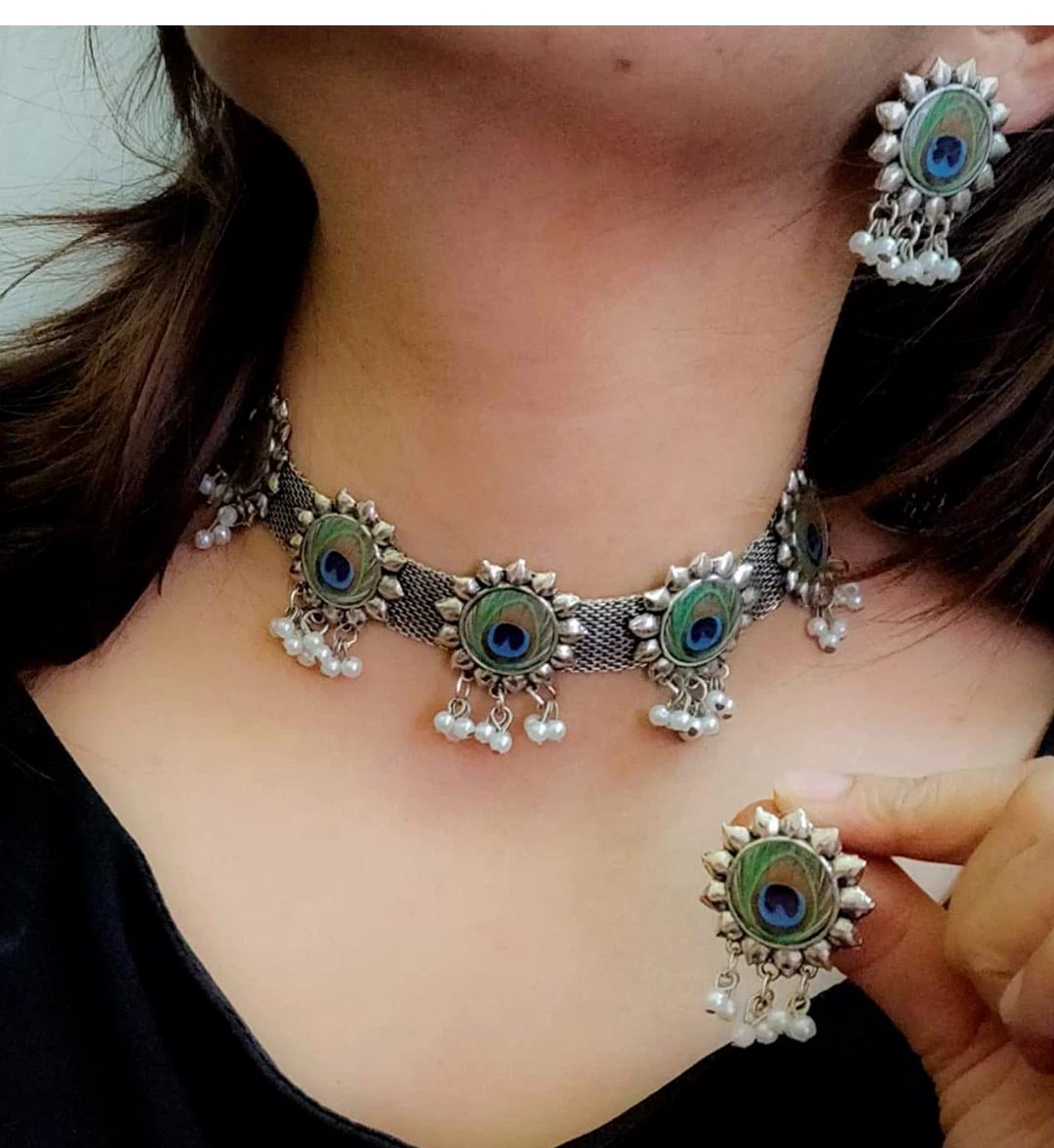 Oxidized cheap indian necklace