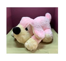2018 F-A-O SCHWARZ LARGE PINK & BEIGE DOG PLUSH/STUFFED ANIMAL