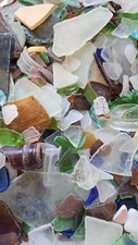 Natural Surf Tumbled Beach Glass PNW Mixed Colors Sizes Pottery Bottle 7 Lbs