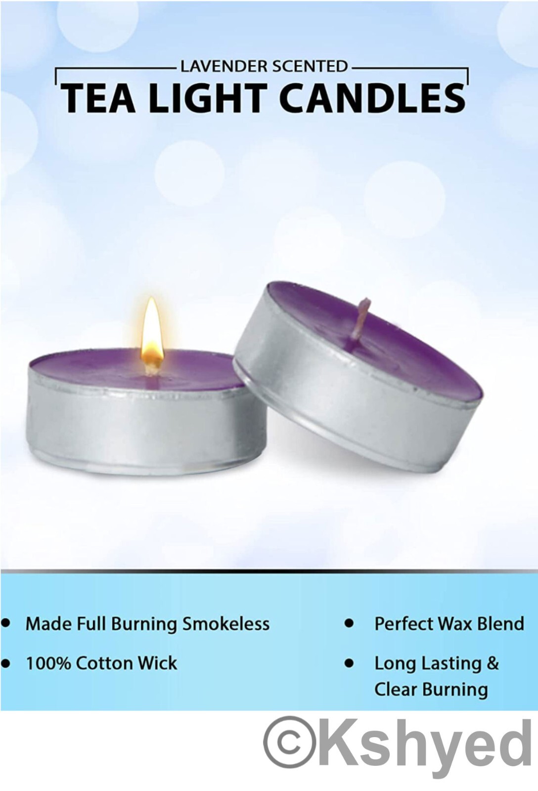 30 PCS Lavender Tealight Candles Highly Scented w/ Essential & Natural