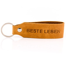 "Samui" Best Leben Tumatsch Engraved Keychain - Genuine Leather Brown