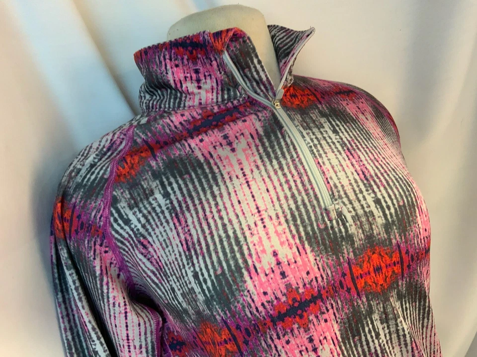 Pullover para correr Nike Pro Combat L ajustado 1/4 cremallera rosa negro salpicaduras YGI K1-618 Foto 3 de 4