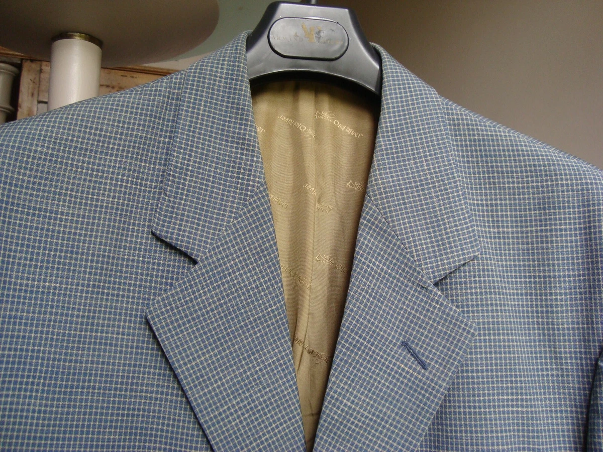 VESTE HOMME petits carreaux BLEU CIEL ET BLANC Taille 50 coton