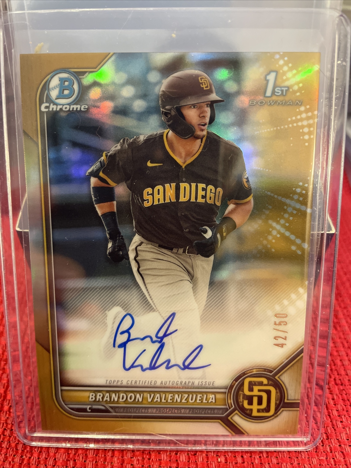 2022 Bowman Chrome Brandon Valenzuela 1st True Gold Auto /50 Padres RC SP SSP