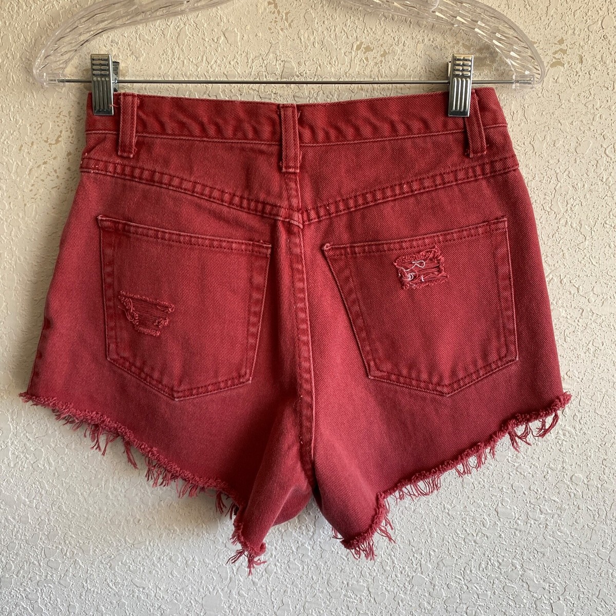 NY Jeans Womens Shorts Cutoff Size 4 Easy Fit Distressed Red