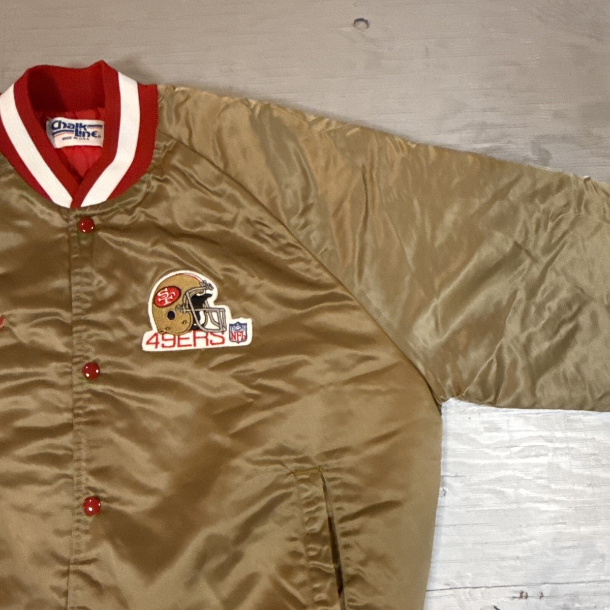 Vintage 80s NFL Chalk Line San Francisco 49ers Satin Spell Out