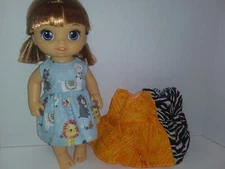 Doll Clothes made to fit 12"  Baby Alive Doll - 3 Dresses-  L80