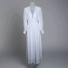 Baltic Born Olivia Maxi Dress Ivory White Long Sleeve Smocked Formal Womens XS