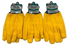 West Chester Heavy-Duty Polyester & Cotton Yellow Chore Gloves Size Large 3PK