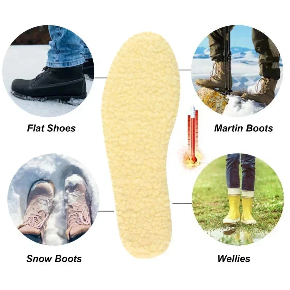 Thermal Wool Insoles for Winter Boots Warm Soft Cushion