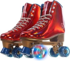 Roller Skates Women Holographic High Top Classic Rollerskates Shiny Double-Row