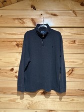 Vintage Polo Ralph Lauren Sweater Men XXL Gray Quarter Zip Mock Neck Preppy Y2K