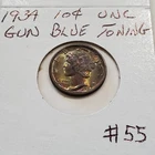 1934  Dime - AU-UNC GUN BLUE TONED  #55