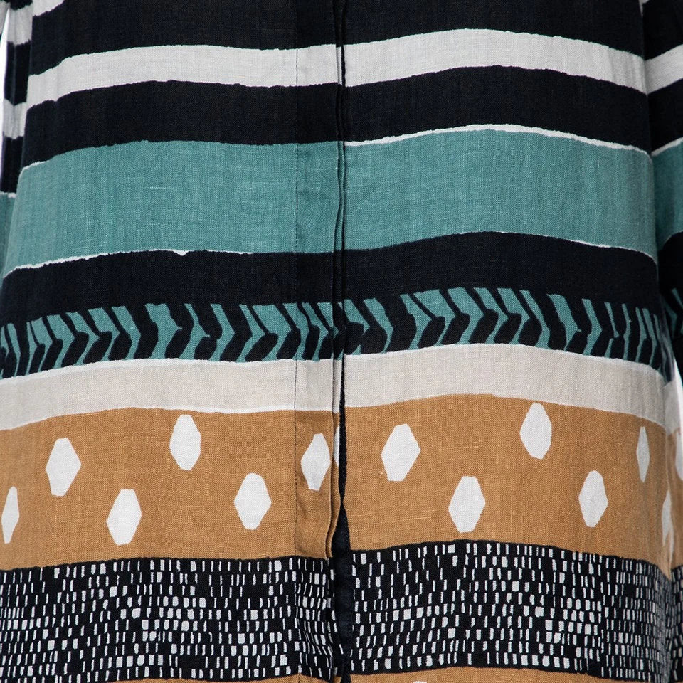 Camisa Weekend Max Mara Multicolor Estampada Mezcla de Lino Botón Frontal M Foto 4 de 4