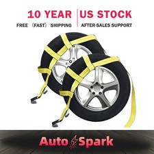 Pair 14-17 10000lbs Tow Dolly Basket Straps Tire Wheel Tie Down For Car Hauler