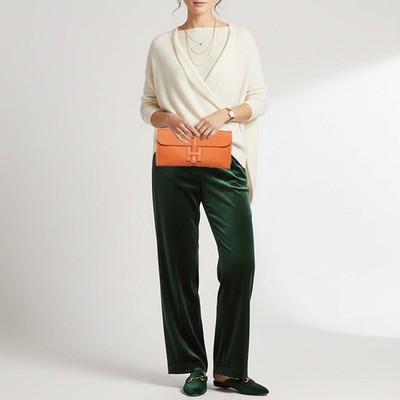 Hermes Jige Elan 29 Orange Swift Leather Clutch | eBay