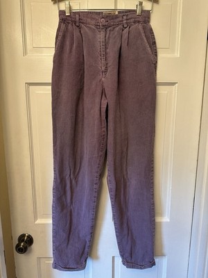 Essentials Classic Loafers Corduroy Pants Women 6 Purple Vintage Pleated