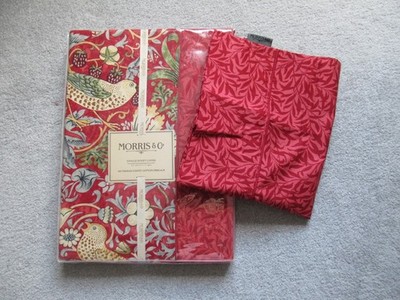 Morris & Co William Morris Strawberry Thief purpurrot Einzel-Bettwäscheset