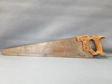 VTG 50's Disston 26" Blade Hand Saw Wood Handle Scale Logo Etched Willow