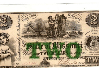 $2 "STATE OF MISSOURI" 1800'S $2 "STATE OF MISSOURI" (JEFFERSON CITY) CRISPY!!!!