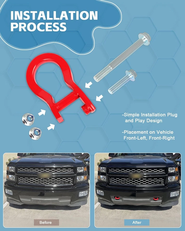 Front Tow Hooks Replacement for Chevy Silverado 1500 2019 2020 2021 2022 in...  Foto 4 de 4