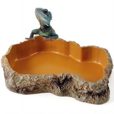 Reptile Food Water Rock Bowls - Lizard Resin Rock Worm Feeding Dish, Amphibia...