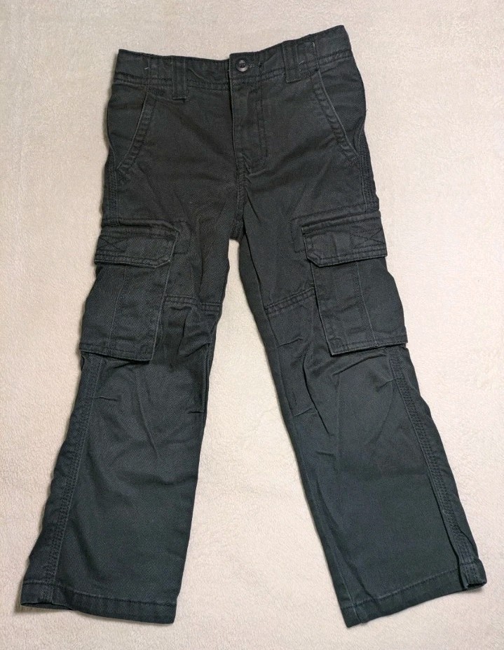 Cherokee Boys Straight-Leg Cargo Pants, Washed Black / Charcoal Gray - Size 4