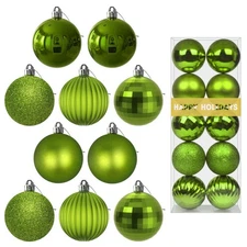 Lime Green 3.2" Large Christmas Balls - Christmas Tree Decoration Ornaments S...