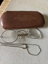 Rare Antique FITS Pince Nez Nose Eyeglasses In Original Box.