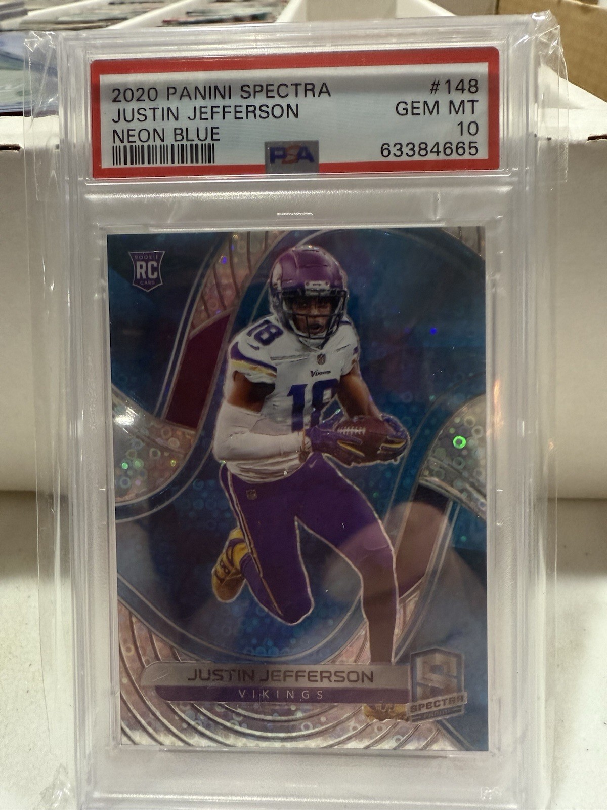 JUSTIN JEFFERSON 2020 Panini Spectra NEON BLUE PRIZM RC SP #/60 PSA 10 📈 GEM