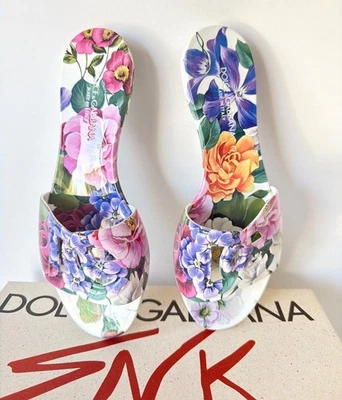Dolce & Gabbana スプラッターペイント サンダル Dolce&Gabbana Flat (Under 1 in) Slide Sandals for Women for sale