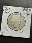 1907 D Barber Silver Half Dollar G+ Good Better Date US 50c Coin (Raw18298)