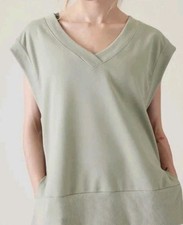 Athleta Retro Terry V Neck Fren Green Sweatsh...
