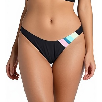 CITRUS Women's Hipster Bikini Bottom Black Colorblock Swimsuit NWT Size Small
