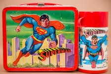 Vintage 1978 "Superman" Aladdin Metal Lunchbox With Thermos