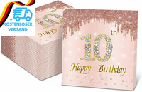 24 Stk RoséGold 10 Geburtstag Deko Servietten, 33X33Cm Servietten Geburtstag 10